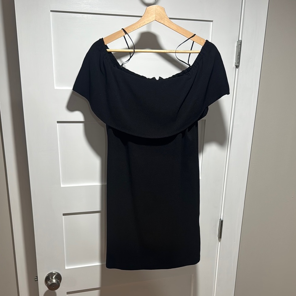 Charles Henry Black Ruffled Off-Shoulder Mini Dress